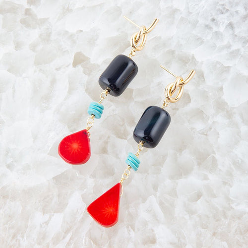 Lapis and Coral Post Drop Earrings - Barse Jewelry