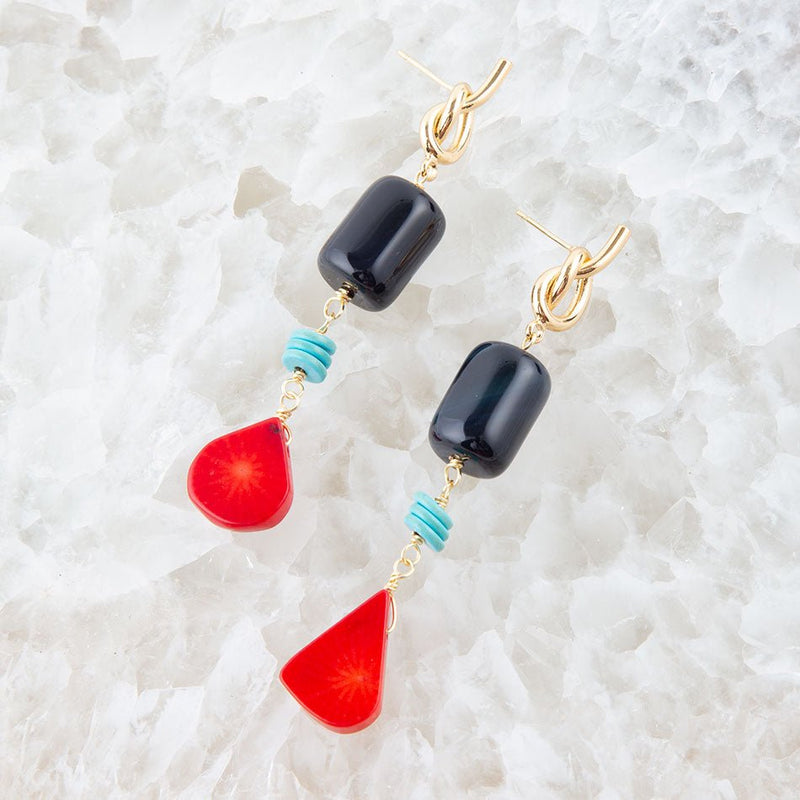Lapis and Coral Post Drop Earrings - Barse Jewelry