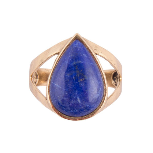 Lapis Teardrop Ring - Bronze - Barse Jewelry