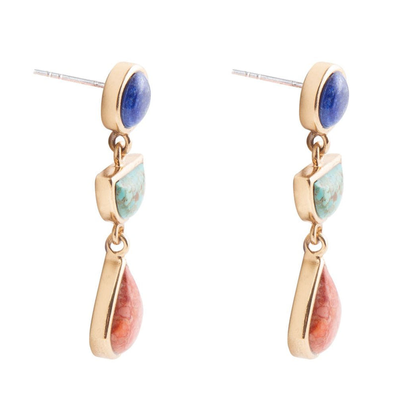 Lapis, Turquoise and Orange Earrings - Barse Jewelry
