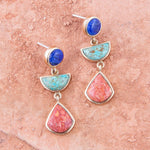 Lapis, Turquoise and Orange Earrings - Barse Jewelry