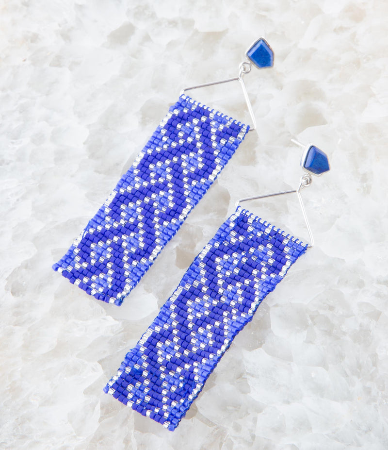 Lapis Woven Seed Bead Earrings - Barse Jewelry