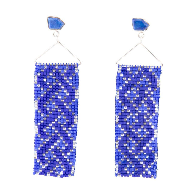 Lapis Woven Seed Bead Earrings - Barse Jewelry