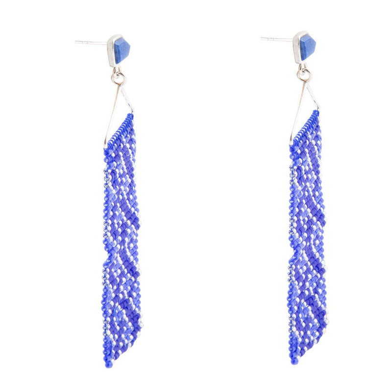 Lapis Woven Seed Bead Earrings - Barse Jewelry