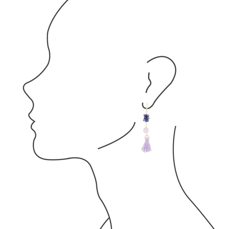 Lavender and Lapis Tassel Earrings - Barse Jewelry