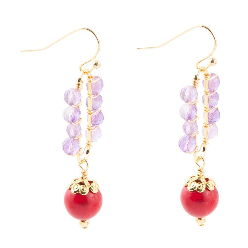 Le Rouge Amethyst and Red Magnesite Earrings - Barse Jewelry