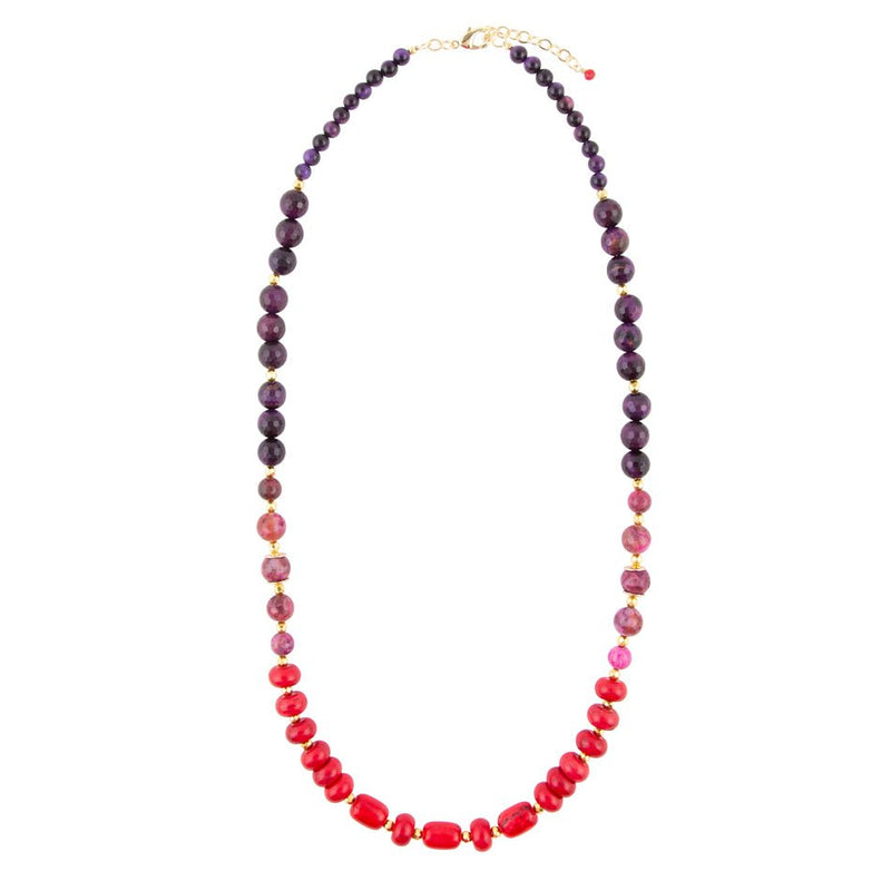 Le Rouge Red Magnesite Multi-Stone Long Necklace - Barse Jewelry