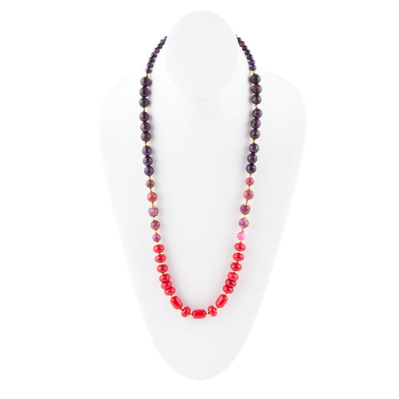 Le Rouge Red Magnesite Multi-Stone Long Necklace - Barse Jewelry