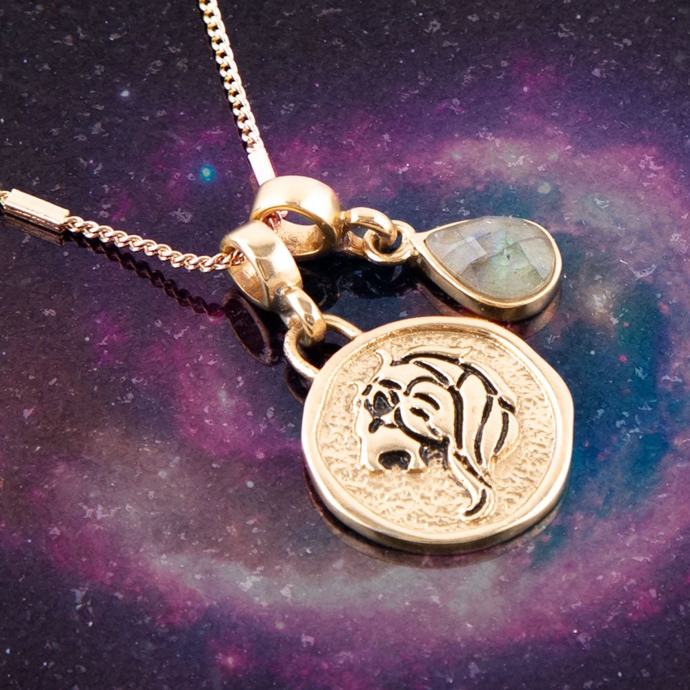 Leo - Zodiac Labradorite Charm Necklace - Barse Jewelry