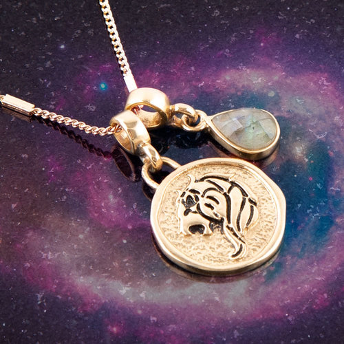 Leo - Zodiac Labradorite Charm Necklace - Barse Jewelry