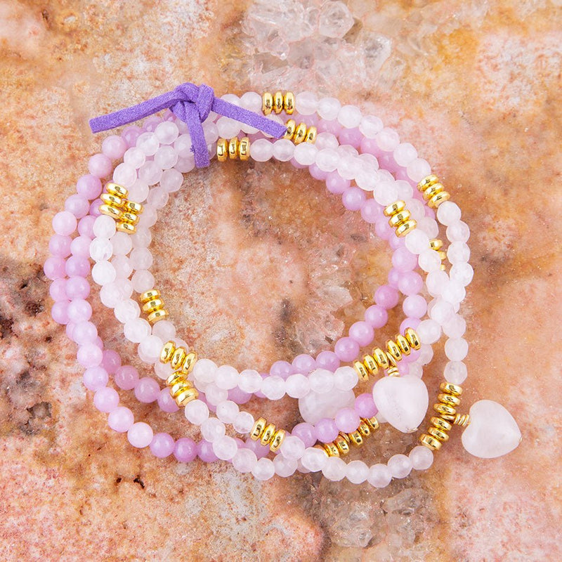 Lilac Jade Heart Charm Bracelet Set - Barse Jewelry