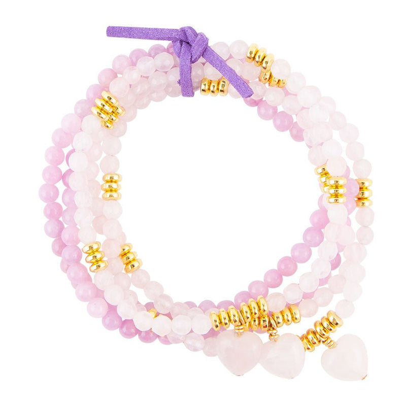 Lilac Jade Heart Charm Bracelet Set - Barse Jewelry