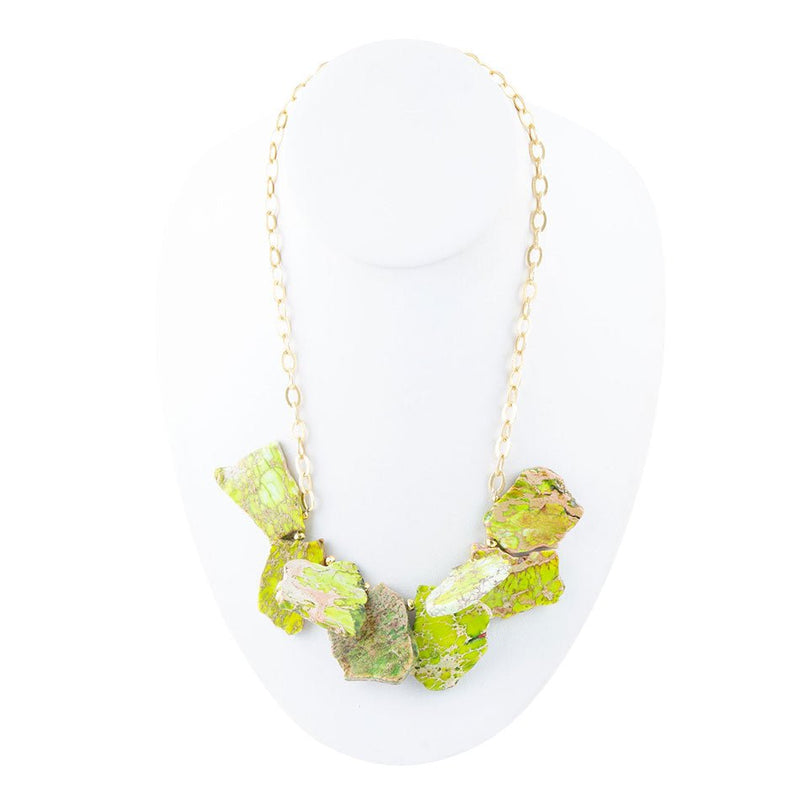 Lime Jasper Slab Necklace - Barse Jewelry
