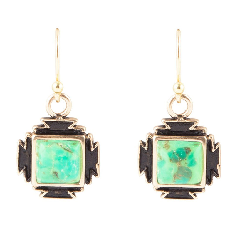 Lime Turquoise Aztec Earrings - Barse Jewelry