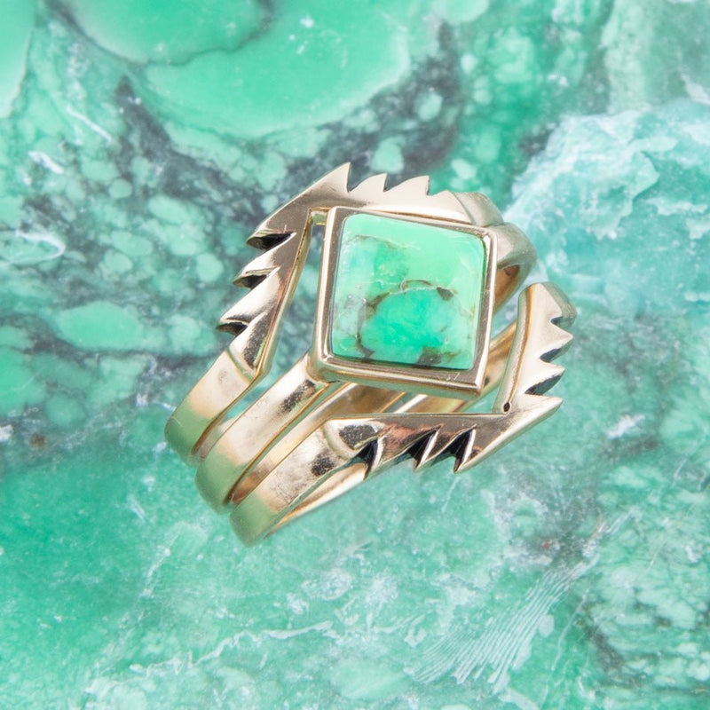 Lime Turquoise Aztec Ring Set - Barse Jewelry