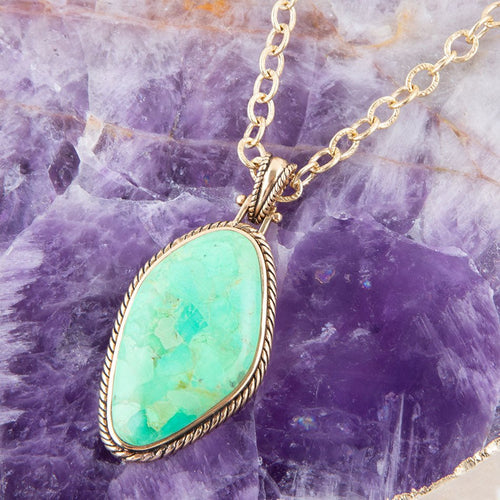 Lime Turquoise Boulder Pendant Necklace - Barse Jewelry