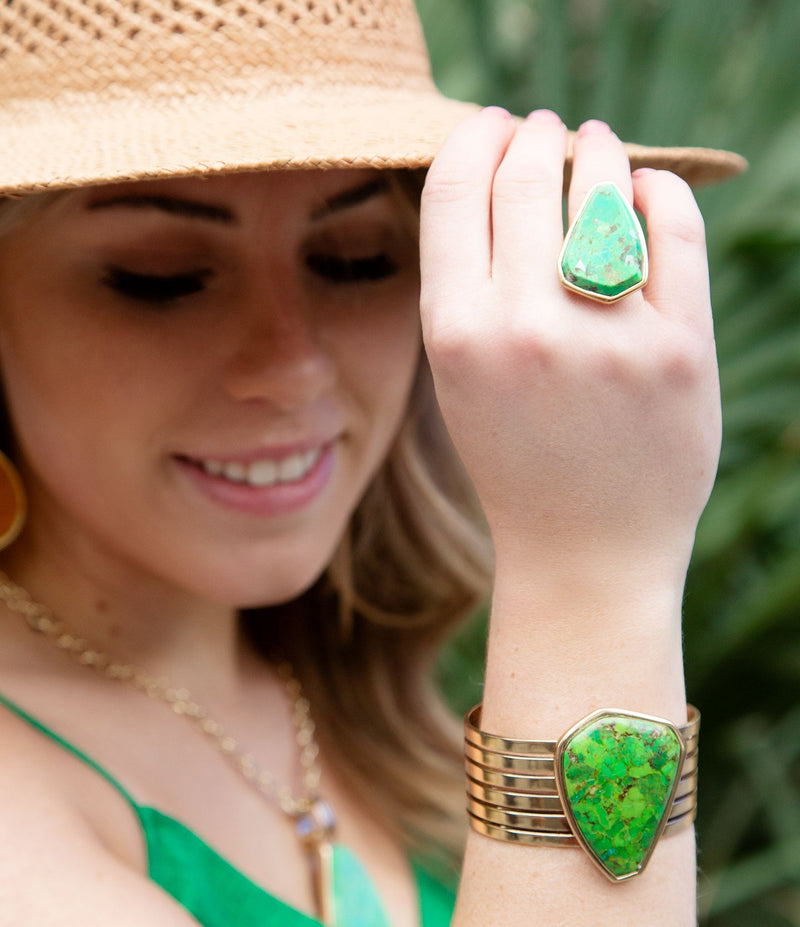 Lime Turquoise Statement Ring - Barse Jewelry