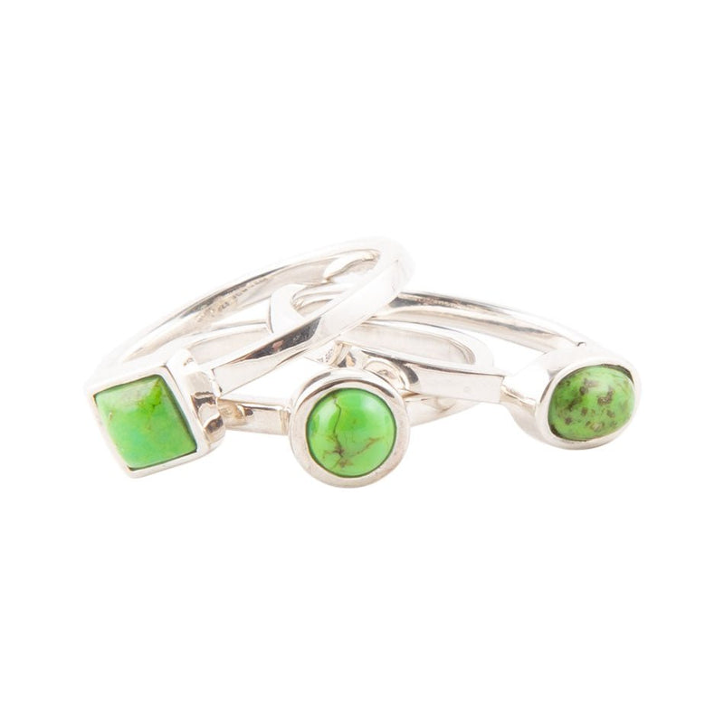 Lime Turquoise Trio Stack Ring - Barse Jewelry