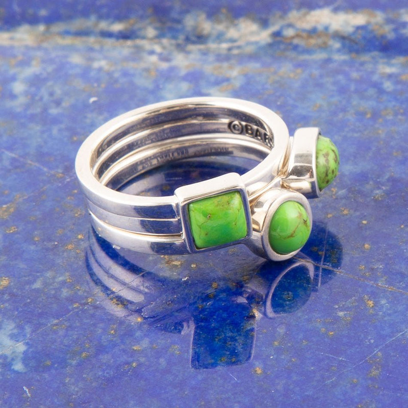 Lime Turquoise Trio Stack Ring - Barse Jewelry