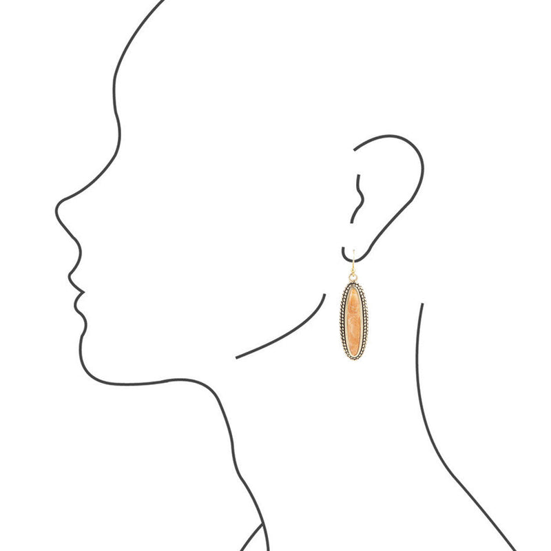 Linear Orange Coral Earring - Barse Jewelry