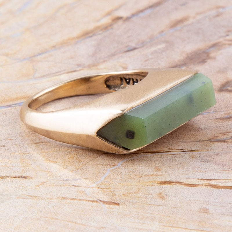 Linear Ring - Dark Canadian Jade - Barse Jewelry