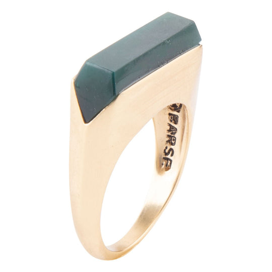 Linear Green Onyx and Golden Ring