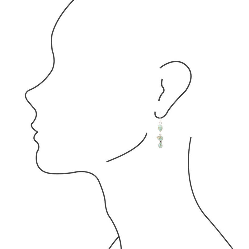 Linear Triple Stone Turquoise and Sterling Silver Earrings - Barse Jewelry
