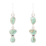 Linear Triple Stone Turquoise and Sterling Silver Earrings - Barse Jewelry