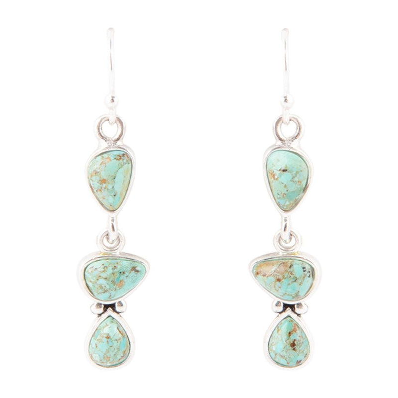 Linear Triple Stone Turquoise and Sterling Silver Earrings - Barse Jewelry