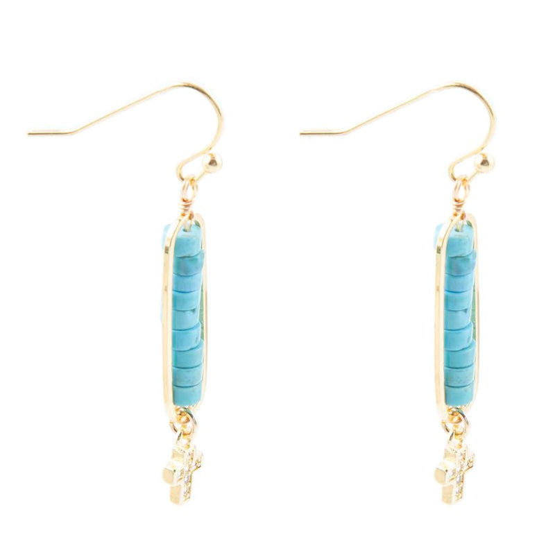 Little Bit Turquoise Cross Earrings - Barse Jewelry