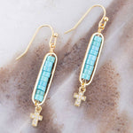 Little Bit Turquoise Cross Earrings - Barse Jewelry