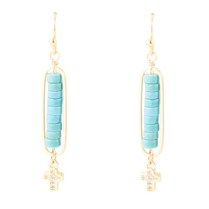 Little Bit Turquoise Cross Earrings - Barse Jewelry