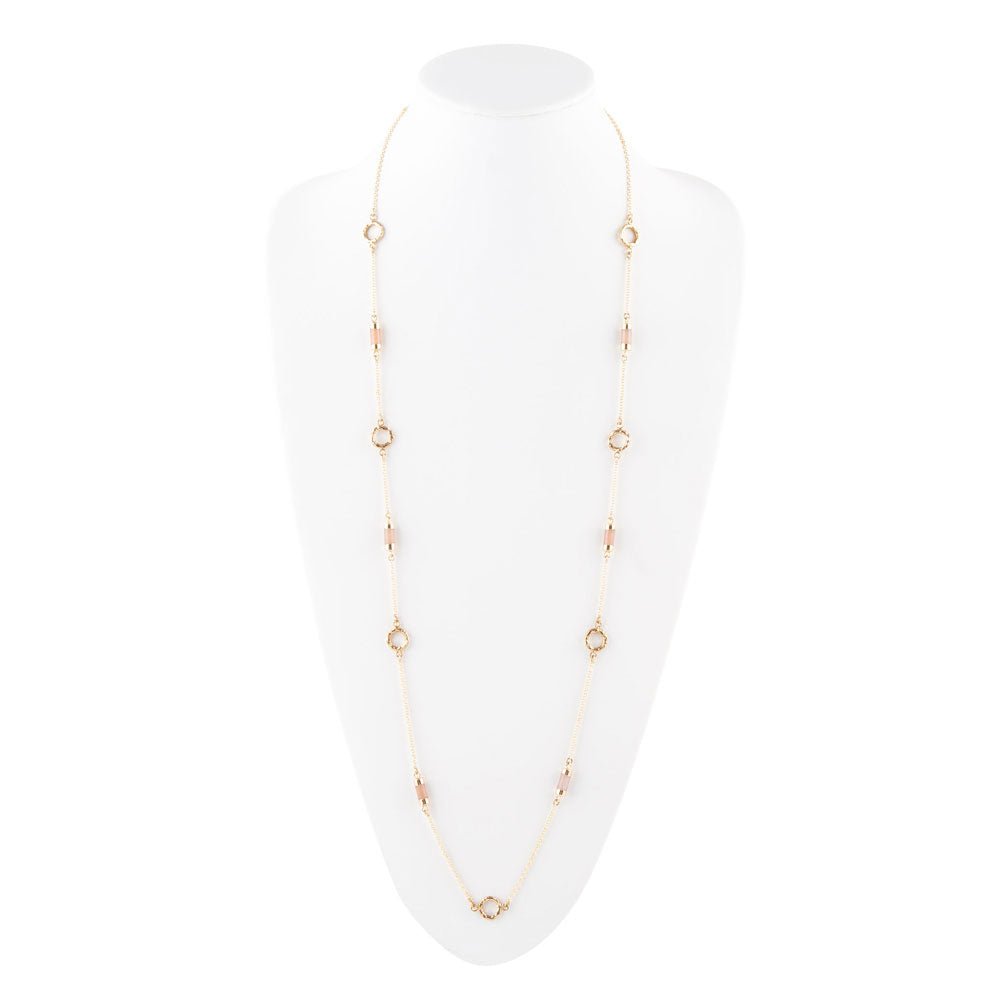 Long Delicate Orange Moonstone and Bronze Necklace - Barse Jewelry