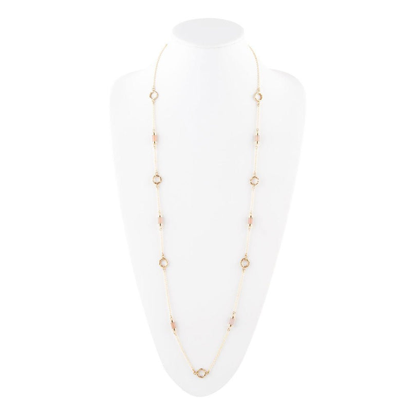 Long Delicate Orange Moonstone and Bronze Necklace - Barse Jewelry