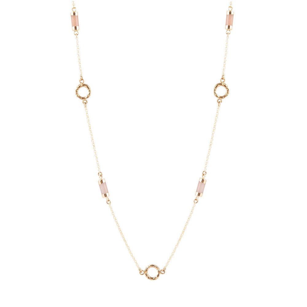 Long Delicate Orange Moonstone and Bronze Necklace - Barse Jewelry