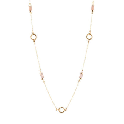 Long Delicate Orange Moonstone and Bronze Necklace - Barse Jewelry