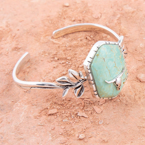 Longhorn Green Turquoise and Sterling Silver Cuff Bracelet - Barse Jewelry
