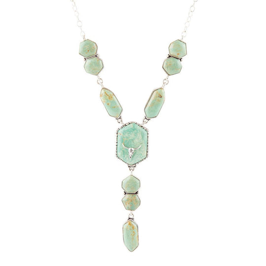 Longhorn Green Turquoise and Sterling Silver Necklace