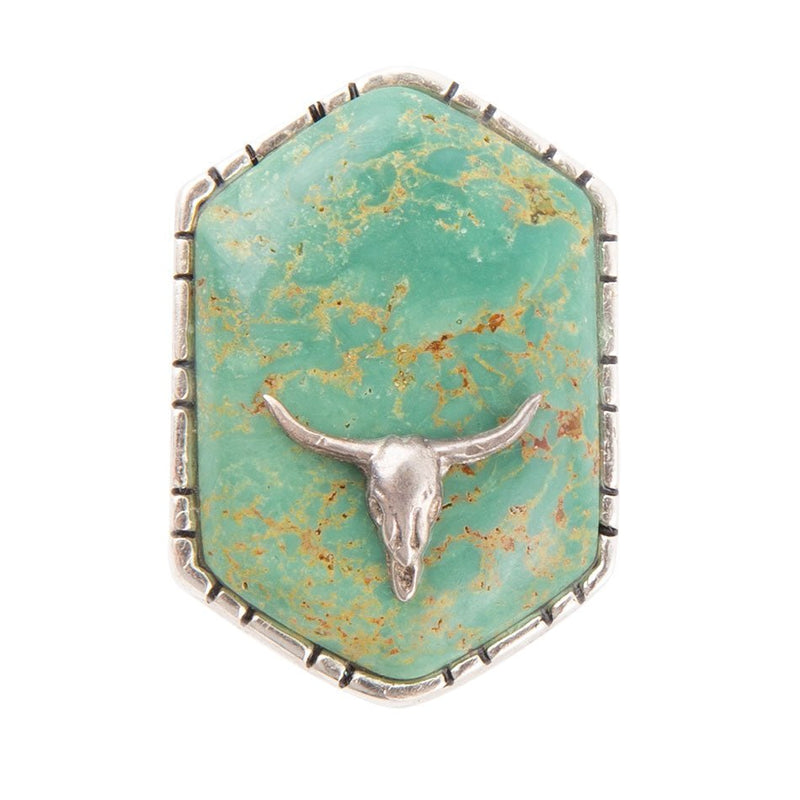 Longhorn Green Turquoise and Sterling Silver Ring - Barse Jewelry