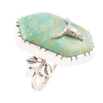 Longhorn Green Turquoise and Sterling Silver Ring - Barse Jewelry