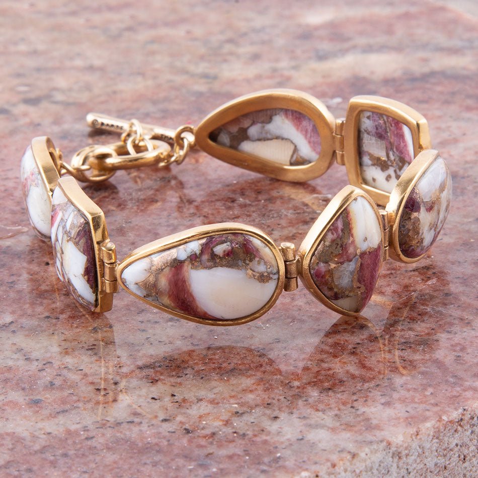 Lots of Links Purple Spiny Oyster Matrix and Bronze Bracelet - Barse Jewelry