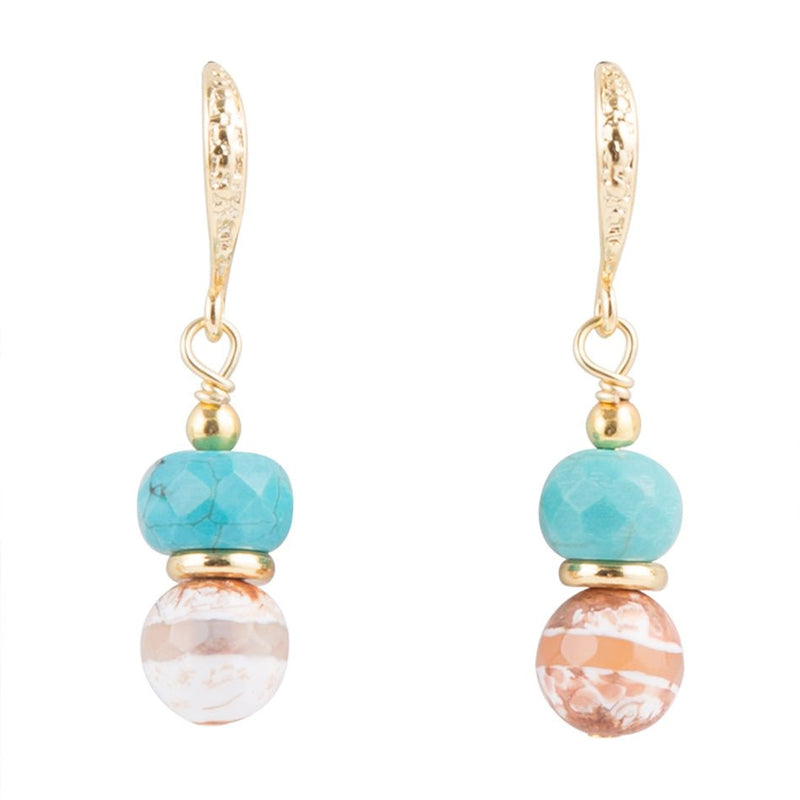 Lucia Turquoise and Agate Post Drop Earring - Barse Jewelry