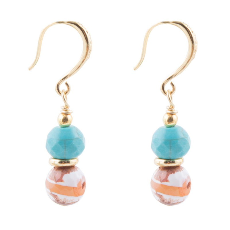 Lucia Turquoise and Agate Post Drop Earring - Barse Jewelry