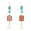 Lucia Turquoise and Wood Drop Earrings - Barse Jewelry