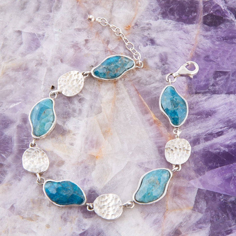 Luna Apatite and Sterling Silver Line bracelet - Barse Jewelry