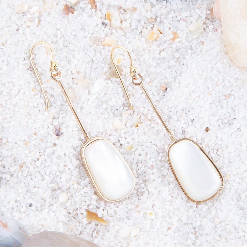 Madeleine White Mother of Pearl and Bronze Earrings - Barse Jewelry