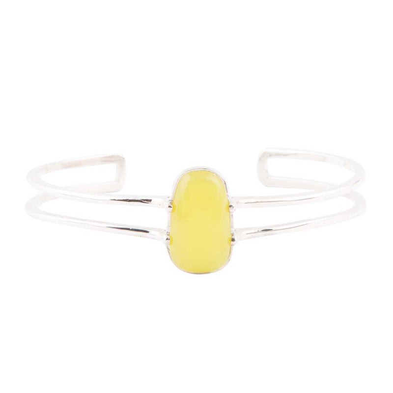 Madeleine Yellow Jade Sterling Silver Cuff Bracelet - Barse Jewelry