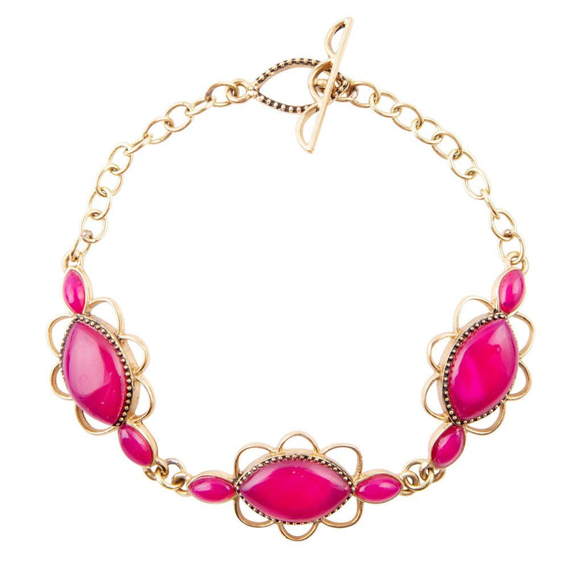 Magenta Agate Link Bracelet - Barse Jewelry