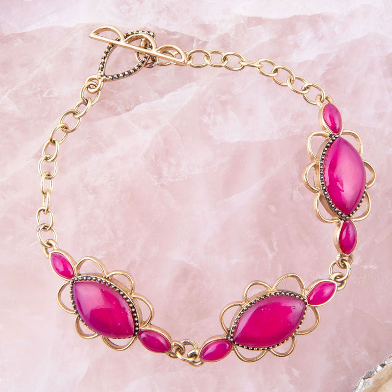 Magenta Agate Link Bracelet - Barse Jewelry