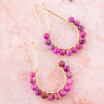 Magenta Agate Loop Drop Earrings - Barse Jewelry